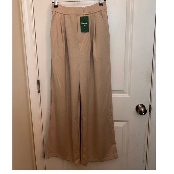 HALARA Pants - Halara High Waisted Side Pocket Work Wide leg Pants Beige S Athleisure Comfort